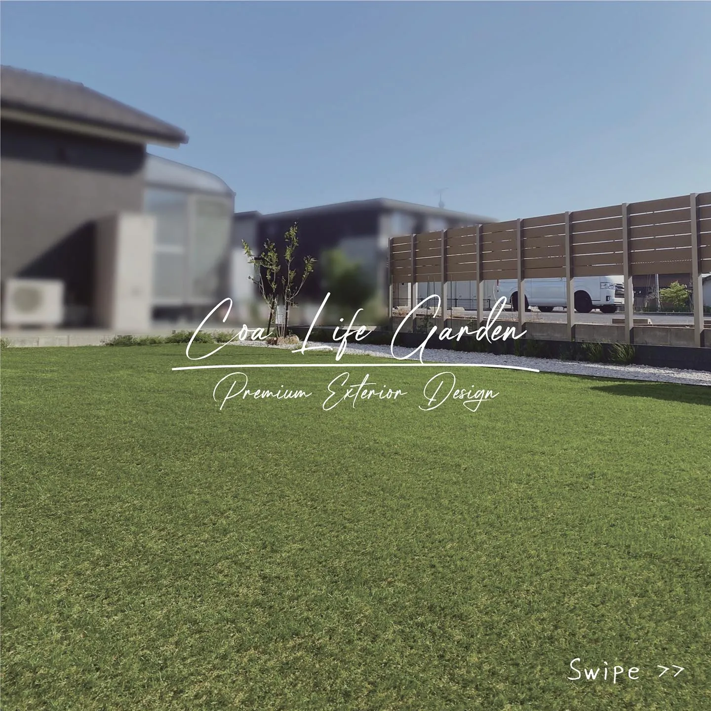 裏庭には青々とした芝生が広がり、